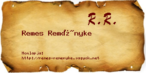 Remes Reményke névjegykártya
